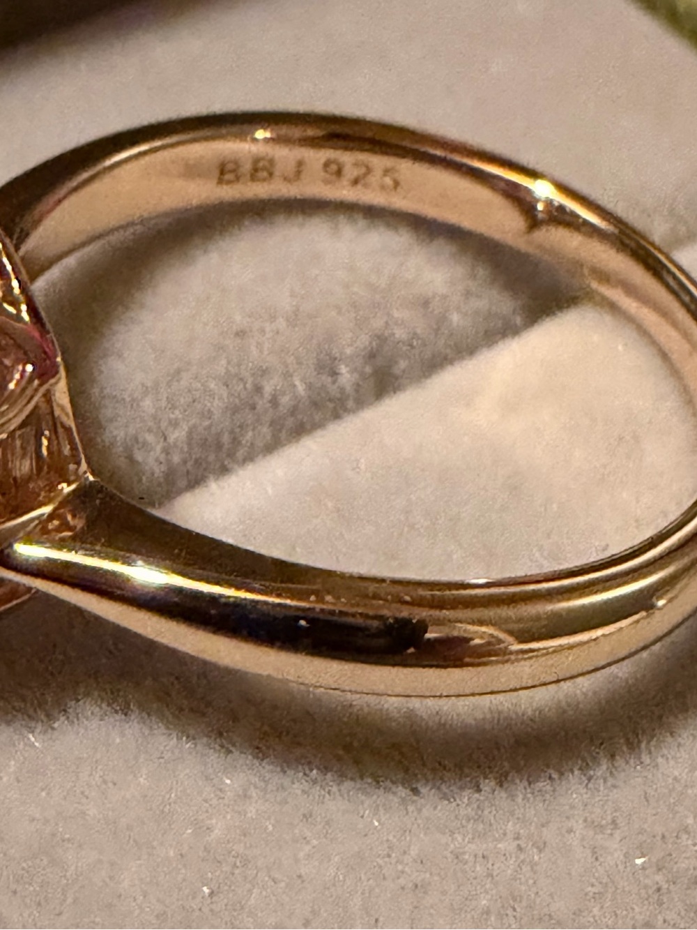 925 SS & Yellow Gold Oval Halo Ring with Pink Cubic Zirconia Center - Picture 5 of 6
